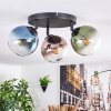 Gastor Plafondlamp, Kogellampje Blauw, Groen, Duidelijk, Koperkleurig, 3-lichts