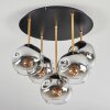 Ripoll Plafondlamp, Kogellampje Messing, Zwart, 5-lichts