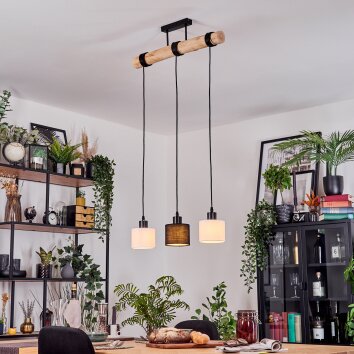 Bassagoda Hanglamp, Hanglamp Natuurlijke kleuren, Zwart, 3-lichts