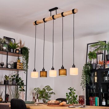 Bassagoda Hanglamp, Hanglamp Natuurlijke kleuren, Zwart, 5-lichts