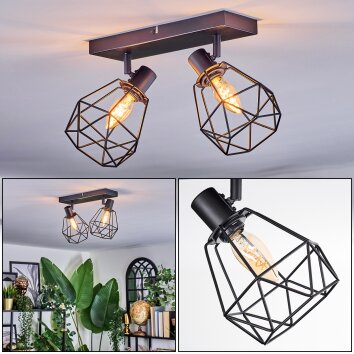 Yaak Plafondlamp, Plafondspot Zwart, 2-lichts