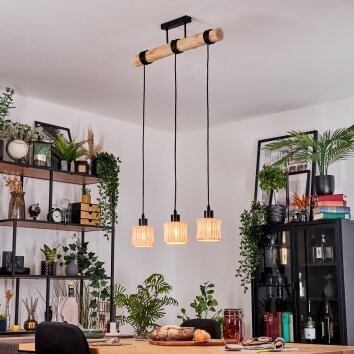 Cavaca Hanglamp, Hanglamp Natuurlijke kleuren, Zwart, 3-lichts
