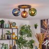Gastor Plafondlamp, Kogellampje Blauw, Groen, Koperkleurig, 3-lichts