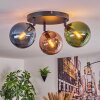 Gastor Plafondlamp, Kogellampje Blauw, Groen, Koperkleurig, 3-lichts