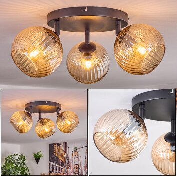 Koyoto Plafondlamp, Kogellampje Amber, 3-lichts
