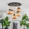 Koyoto Plafondlamp, Kogellampje 45 cm Messing, Zwart, 5-lichts