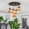 Koyoto Plafondlamp, Kogellampje 45 cm Messing, Zwart, 5-lichts