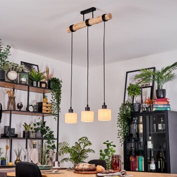 Bassagoda Hanglamp, Hanglamp Natuurlijke kleuren, Zwart, 3-lichts