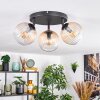 Koyoto Plafondlamp, Kogellampje Amber, Duidelijk, 3-lichts