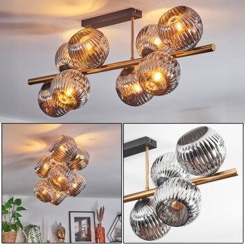 Ripoll Plafondlamp, Kogellampje Goud, Zwart, 8-lichts