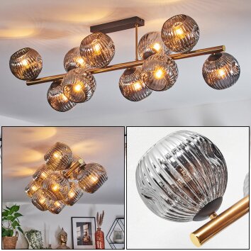 Ripoll Plafondlamp, Kogellampje Goud, Zwart, 10-lichts