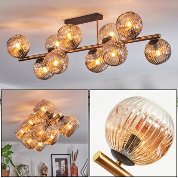 Ripoll Plafondlamp, Kogellampje Goud, Zwart, 10-lichts