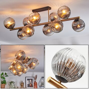 Ripoll Plafondlamp, Kogellampje Goud, Zwart, 10-lichts