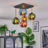 Koyoto Plafondlamp, Kogellampje Goud, Zwart, 5-lichts