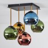 Koyoto Plafondlamp, Kogellampje Goud, Zwart, 5-lichts