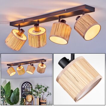 Bongal Plafondlamp, Plafondspot Zwart, 4-lichts