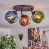 Koyoto Plafondlamp, Kogellampje Blauw, Groen, Koperkleurig, 3-lichts