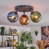 Koyoto Plafondlamp, Kogellampje Blauw, Groen, Koperkleurig, 3-lichts
