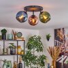 Koyoto Plafondlamp, Kogellampje Blauw, Groen, Koperkleurig, 3-lichts