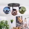 Koyoto Plafondlamp, Kogellampje Blauw, Groen, Koperkleurig, 3-lichts