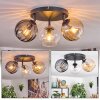 Koyoto Plafondlamp, Kogellampje Amber, Duidelijk, Rookkleurig, 3-lichts