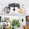Koyoto Plafondlamp, Kogellampje Amber, Duidelijk, Rookkleurig, 3-lichts