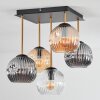 Ripoll Plafondlamp, Kogellampje Goud, Zwart, 5-lichts