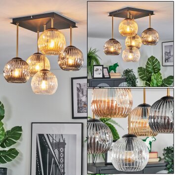 Ripoll Plafondlamp, Kogellampje Goud, Zwart, 5-lichts