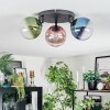 Chehalis Plafondlamp, Kogellampje Blauw, Groen, Duidelijk, Koperkleurig, 3-lichts