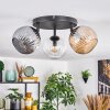 Ripoll Plafondlamp, Kogellampje Amber, Duidelijk, Rookkleurig, 3-lichts