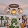 Ripoll Plafondlamp, Kogellampje Chroom, Duidelijk, Rookkleurig, 3-lichts