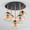 Koyoto Plafondlamp, Kogellampje Messing, Zwart, 5-lichts