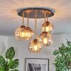 Koyoto Plafondlamp, Kogellampje Messing, Zwart, 5-lichts