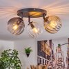 Koyoto Plafondlamp, Kogellampje Amber, Duidelijk, Rookkleurig, 3-lichts