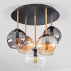 Koyoto Plafondlamp, Kogellampje 45 cm Messing, Zwart, 5-lichts