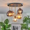 Koyoto Plafondlamp, Kogellampje 45 cm Messing, Zwart, 5-lichts