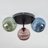 Chehalis Plafondlamp, Kogellampje Blauw, Groen, Koperkleurig, 3-lichts
