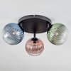 Chehalis Plafondlamp, Kogellampje Blauw, Groen, Duidelijk, Koperkleurig, 3-lichts