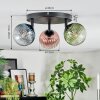 Chehalis Plafondlamp, Kogellampje Blauw, Groen, Duidelijk, Koperkleurig, 3-lichts