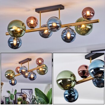 Chehalis Plafondlamp, Kogellampje Goud, Zwart, 8-lichts