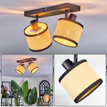 Chellas Plafondlamp, Plafondspot Zwart, 2-lichts