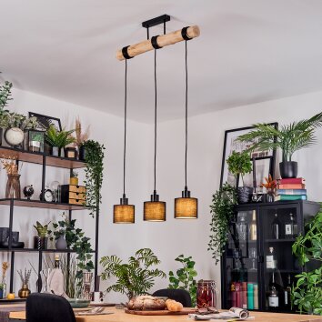 Bassagoda Hanglamp, Hanglamp Natuurlijke kleuren, Zwart, 3-lichts