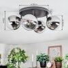 Chehalis Plafondlamp, Kogellampje Chroom, Duidelijk, Rookkleurig, 4-lichts