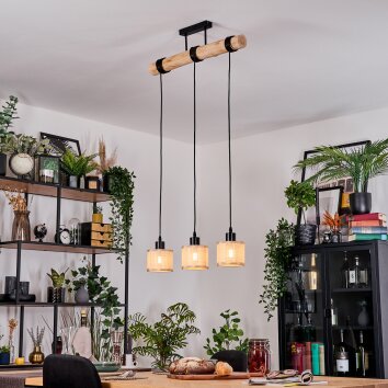 Sabadim Hanglamp, Hanglamp Natuurlijke kleuren, Zwart, 3-lichts