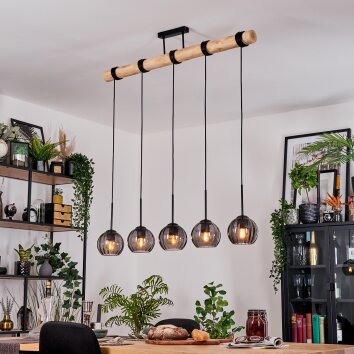 Koyoto Hanglamp, Kogellampje, Hanglamp Natuurlijke kleuren, Zwart, 5-lichts