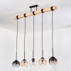 Koyoto Hanglamp, Kogellampje, Hanglamp Natuurlijke kleuren, Zwart, 5-lichts