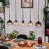 Koyoto Hanglamp, Kogellampje, Hanglamp Natuurlijke kleuren, Zwart, 5-lichts