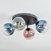 Chehalis Plafondlamp, Kogellampje Blauw, Groen, Duidelijk, Koperkleurig, 4-lichts