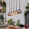 Ripoll Hanglamp, Kogellampje, Hanglamp Natuurlijke kleuren, Zwart, 5-lichts