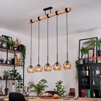 Koyoto Hanglamp, Kogellampje, Hanglamp Natuurlijke kleuren, Zwart, 5-lichts